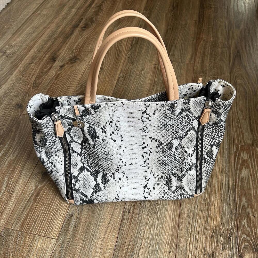 NWOT $175 Sam Edelman PYTHON Expanding Tote Bag Shoulder